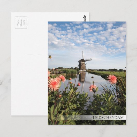 Windmolen en bloemen in Leidschendam Briefkaart (Voorkant / Achterkant)