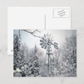 Windmolen en bomen bedekt in sneeuw. briefkaart (Voorkant / Achterkant)