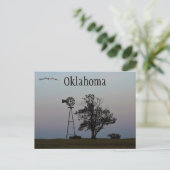 Windmolen en boom bij zonsondergang in Oklahoma US Briefkaart (Staand voorkant)