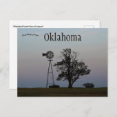 Windmolen en boom bij zonsondergang in Oklahoma US Briefkaart (Voorkant / Achterkant)