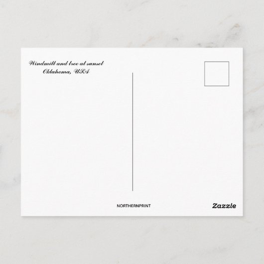Windmolen en boom bij zonsondergang in Oklahoma US Briefkaart (Achterkant)