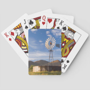 Windmolen En Dam In De Karoo Bij Zonsopgang Speelkaarten