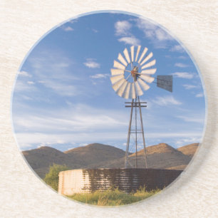 Windmolen En Dam In De Karoo Bij Zonsopgang Zandsteen Onderzetter