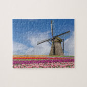 Windmolen en kleurrijke Tulpen Amsterdam Nederland Legpuzzel (Horizontaal)