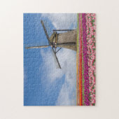 Windmolen en kleurrijke Tulpen Amsterdam Nederland Legpuzzel (Verticaal)