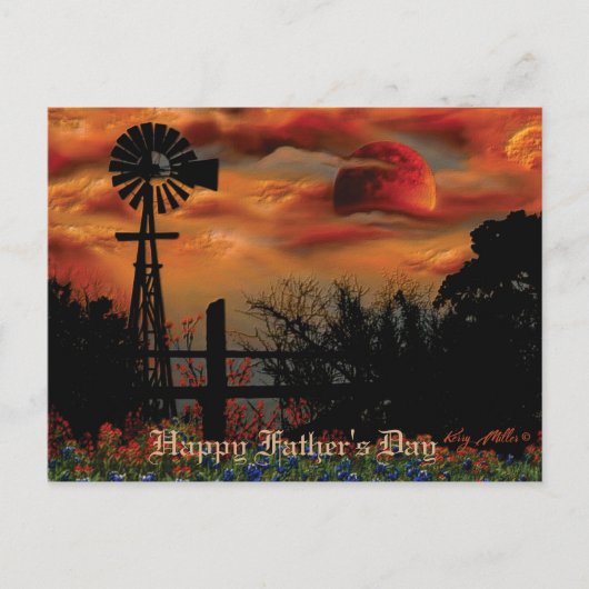 Windmolen en Oranje moon Briefkaart (Voorkant)