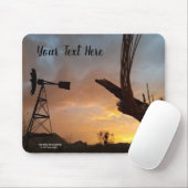 Windmolen en Saguaro Cactus Skelet op zonsondergan Muismat (Met muis)