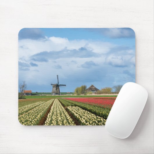 Windmolen en tulips landschapsmousepad muismat (Met muis)