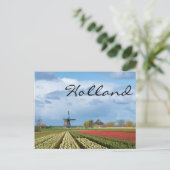 Windmolen en tulpen, briefkaart voor landschapteks (Staand voorkant)