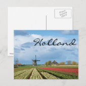 Windmolen en tulpen, briefkaart voor landschapteks (Voorkant / Achterkant)