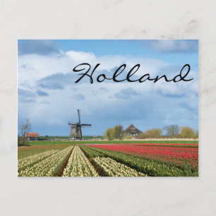 Windmolen en tulpen, briefkaart voor landschapteks