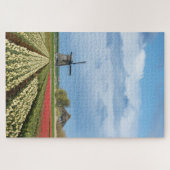 Windmolen en tulpen in een verticaal veerlandschap legpuzzel (Horizontaal)