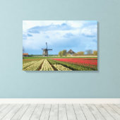 Windmolen en tulpen landschap canvas print (Insitu (Houten vloer))