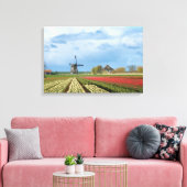 Windmolen en tulpen landschap canvas print (Insitu (Woonkamer))