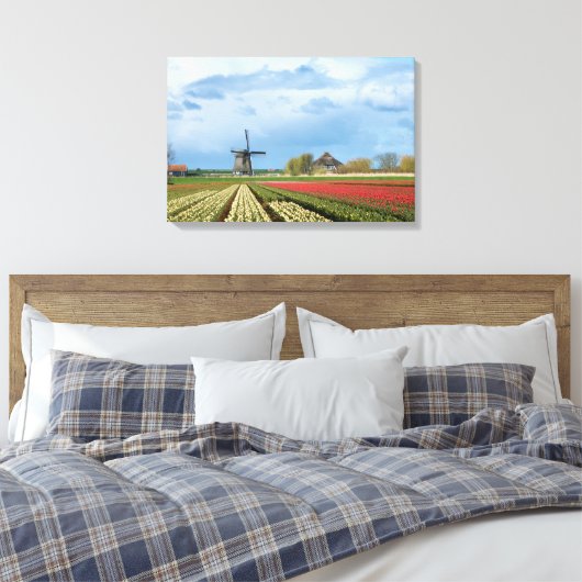 Windmolen en tulpen landschap canvas print (Insitu (Slaapkamer))