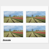 Windmolen en tulpen landschap rechthoekige sticker (Vel)