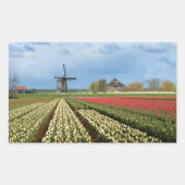 Windmolen en tulpen landschap rechthoekige sticker (Voorkant)