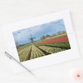 Windmolen en tulpen landschap rechthoekige sticker (Envelop)