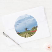 Windmolen en tulpen landschap rond de sticker (Envelop)