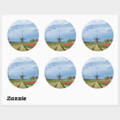 Windmolen en tulpen landschap rond de sticker (Vel)