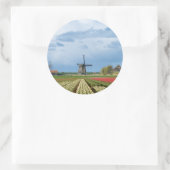 Windmolen en tulpen landschap rond de sticker (Tas)