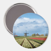 Windmolen en tulpen landschap rond magneet (Voorkant / Achterkant)