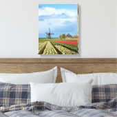 Windmolen en tulpen landschap verticaal canvas afdruk (Insitu (Slaapkamer))