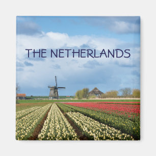 Windmolen en tulpen, landschaptekst magneet