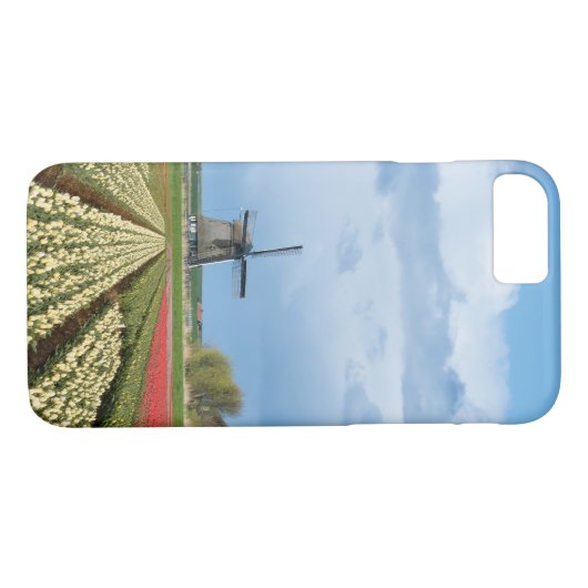 Windmolen en tulpenlandschap iPhone 7 hoesje (Achterkant (Horizontaal))