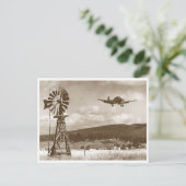 Windmolen en  vliegtuig foto briefkaart (Staand voorkant)