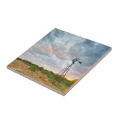 Windmolen en wolken bij zonsondergang tegeltje (Zijkant)