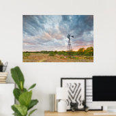 Windmolen en wolken op zonsondergang poster (Thuiskantoor)