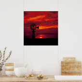 Windmolen en zonsondergang poster (Keuken)