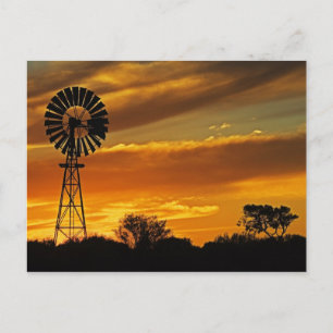 Windmolen en zonsondergang, William Creek, Oodnada Briefkaart