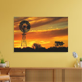 Windmolen en zonsondergang, William Creek, Oodnada Canvas Afdruk (Insitu (Woonkamer))