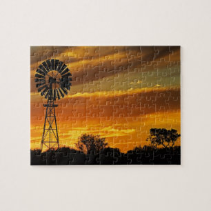 Windmolen en zonsondergang, William Creek, Oodnada Legpuzzel
