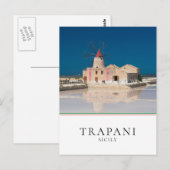 Windmolen en zout in de salina van Trapani, Sicili Briefkaart (Voorkant / Achterkant)