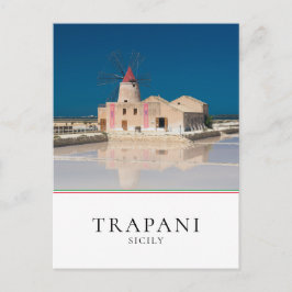 Windmolen en zout in de salina van Trapani, Sicili Briefkaart