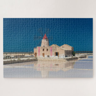 Windmolen en zoutpannen in de salina van Trapani Legpuzzel