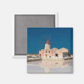 Windmolen en zoutpannen in de salina van Trapani Magneet (Voorkant / Achterkant)