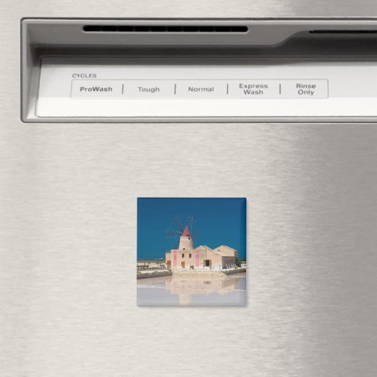 Windmolen en zoutpannen in de salina van Trapani Magneet (Insitu (Vaatwasser))