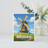 Windmolen in Brugge België Reizen Souvenir Briefkaart (Staand voorkant)