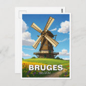 Windmolen in Brugge België Reizen Souvenir Briefkaart (Voorkant / Achterkant)