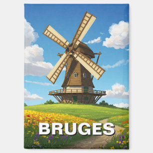Windmolen in Brugge België Reizen Souvenir Magneet
