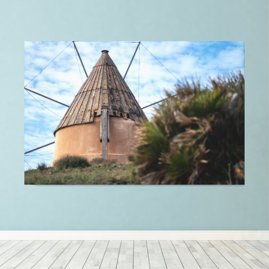 Windmolen in Cabo de Gata Canvas Afdruk (Insitu (Houten vloer))