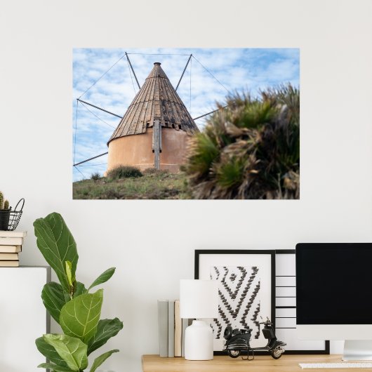 Windmolen in Cabo de Gata Canvas Poster (Thuiskantoor)