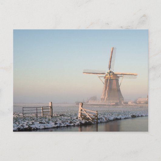 Windmolen in de sneeuw bij zonsopgang briefkaart (Voorkant)