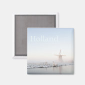 Windmolen in de sneeuw in de winter tekstmagneet magneet (Voorkant / Achterkant)