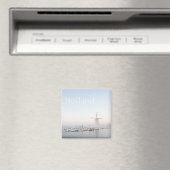 Windmolen in de sneeuw in de winter tekstmagneet magneet (Insitu (Vaatwasser))