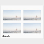 Windmolen in de sneeuw in de winterrechthoek stick rechthoekige sticker (Vel)